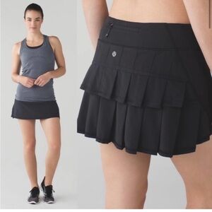 Lululemon Run Pace Setter Skirt Skort Solid Black Size 12